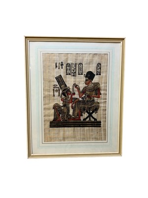 Vintage handgemaltes Portrait des alten ägyptischen Pharaos und Gemahlin