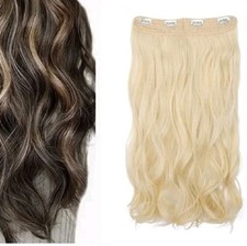 Hair Extensions Adjustable Size Wavy Fishing Line Whole Piece, 24in Bleach Blond