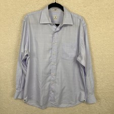Peter Millar Shirt Men s L 16.5 Lavender Plaid Button Up Long Sleeve