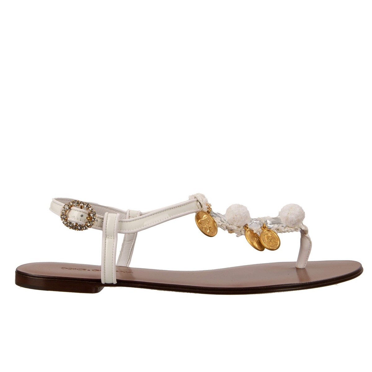 【Dolce&Gabbana】ラインストーン&フリンジ サンダル 90MM DOLCE & GABBANA Madonna Pendant Crystal Strap Sandals Gold