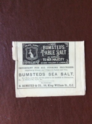 H1e Ephemera Victorian Advert Bumsted s Table Salt D Bumsted