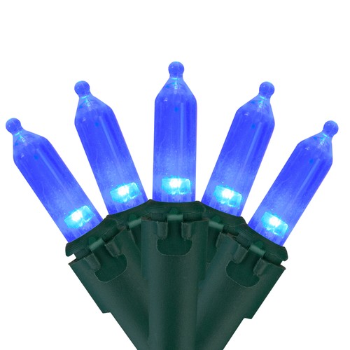 Northlight Set of 100 Blue LED Mini Christmas Lights 4" Spacing Green