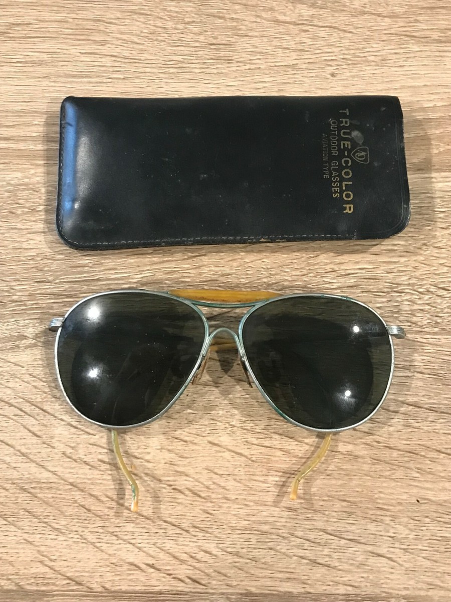 Vintage 1940s American Optical Aviator Sunglasses Pilot w Case 