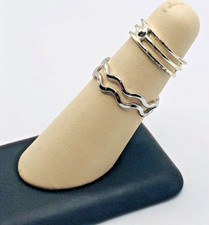 Set Of 3 Silver Tone Stacking Midi Rings