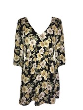 Black Floral Print Mini Fit Flare Dress