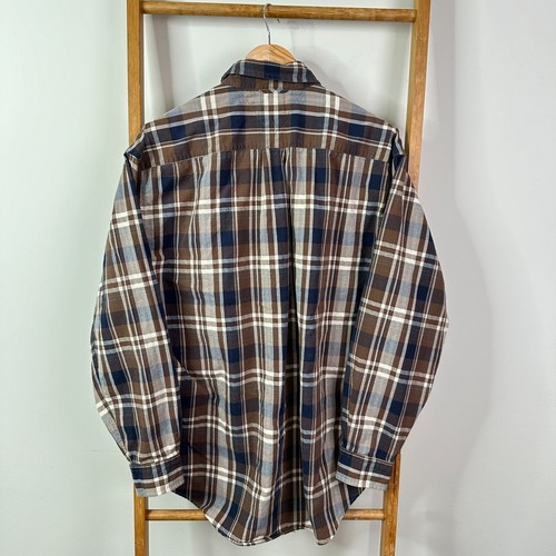 Vintage Tommy Hilfiger Button Down Shirt Mens Large Brown Checkered 90s Flag - Picture 5 of 10