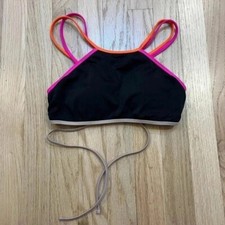 Victorias Secret Black High Neck Colorblock Racerback Bikini Top S