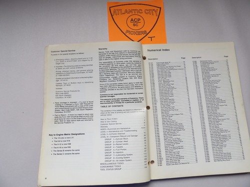 CUMMINS SERVICE PRODUCT CATALOG-1987 - Picture 7 of 9