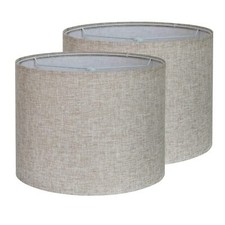 Drum Lamp Shades Set of 2 Beige Linen Lamp Shade for Table Lamp 13" Top x 13"...