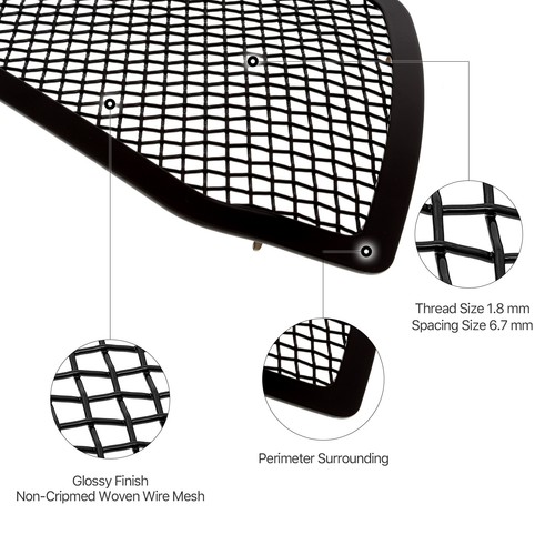 Fits 2012-2015 Toyota Tacoma Main Upper Stainless Steel Black Mesh Grille Insert - Picture 5 of 7