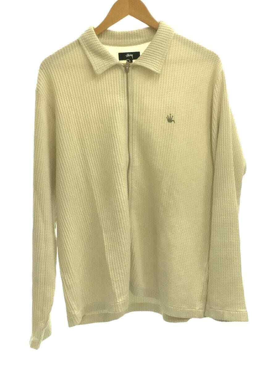 STUSSY BIG THERMAL ZIP Long Sleeve Shirts cotton cream M STUSSY BIG THERMAL ZIP Long Sleeve Shirts cotton cream M