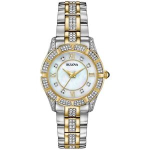 Bulova Women's Quartz Crystal Accent Two-Tone Bracelet 30mm Watch 98L135 - Click1Get2 Promotions