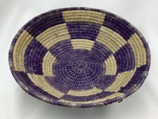 African Hand Woven Purple Check Basket TAW230625/WWC