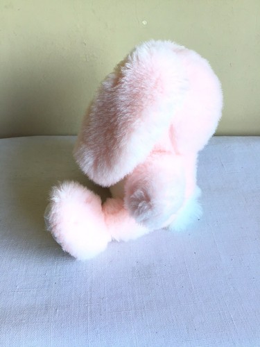 Vintage 1988 Prestige Toy Easter Pink White Floppy Ear Bunny Rabbit Plush 9"H - Picture 5 of 6