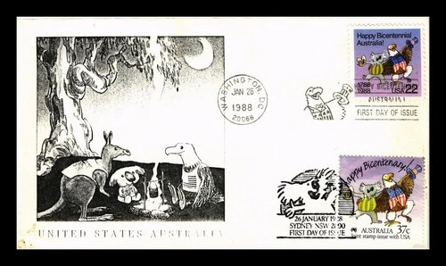 US COVER AUSTRALIA BICENTENNIAL FDC JOINT ISSUE COMBO DUAL PICTORIAL CANCEL