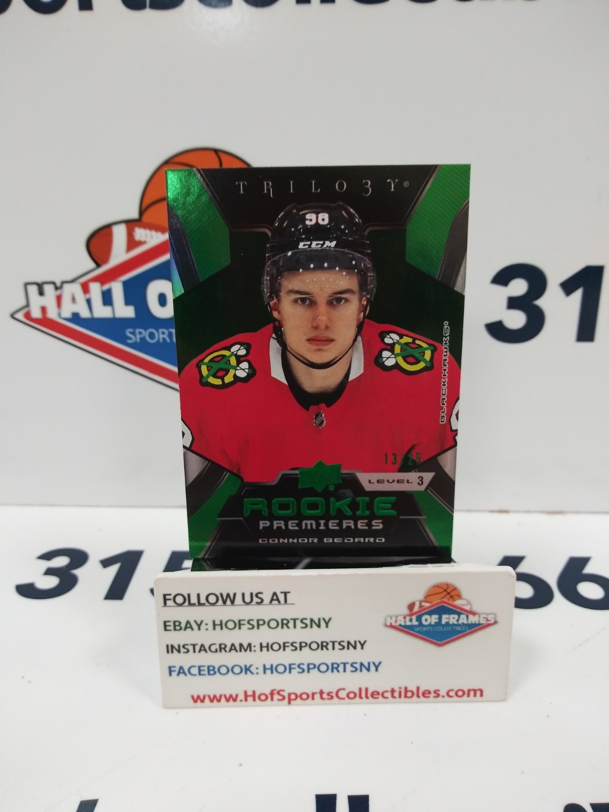 2023/24 UD TRILOGY CONNOR BEDARD ROOKIE PREMIERS LEVEL 3 GREEN 13/25 #202