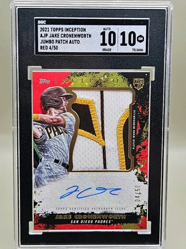 2021 topps inception jake cronenworth rookie red jumbo patch auto /50