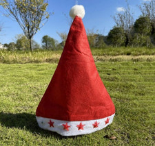 Santa Hat Christmas Red hat with 5 star Light w/o batteries gift accessories toy