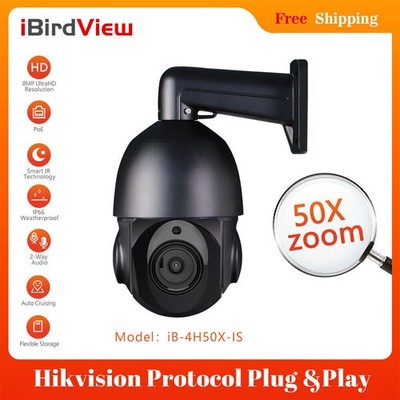 50X Zoom 4K 8MP POE PTZ IP Geschwindigkeit Dome Kamera 2 Wege Audio Schwarz