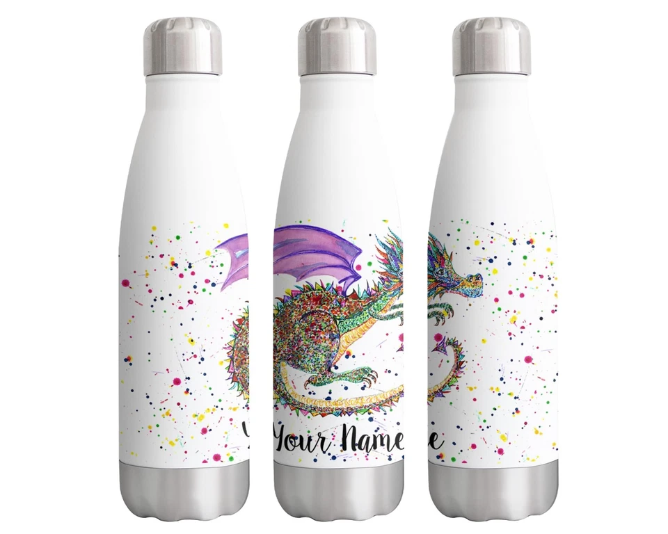 Dragon Personalised Custom Bottle with your Text/name Mythical lizard 500ml - Image 2 of 4