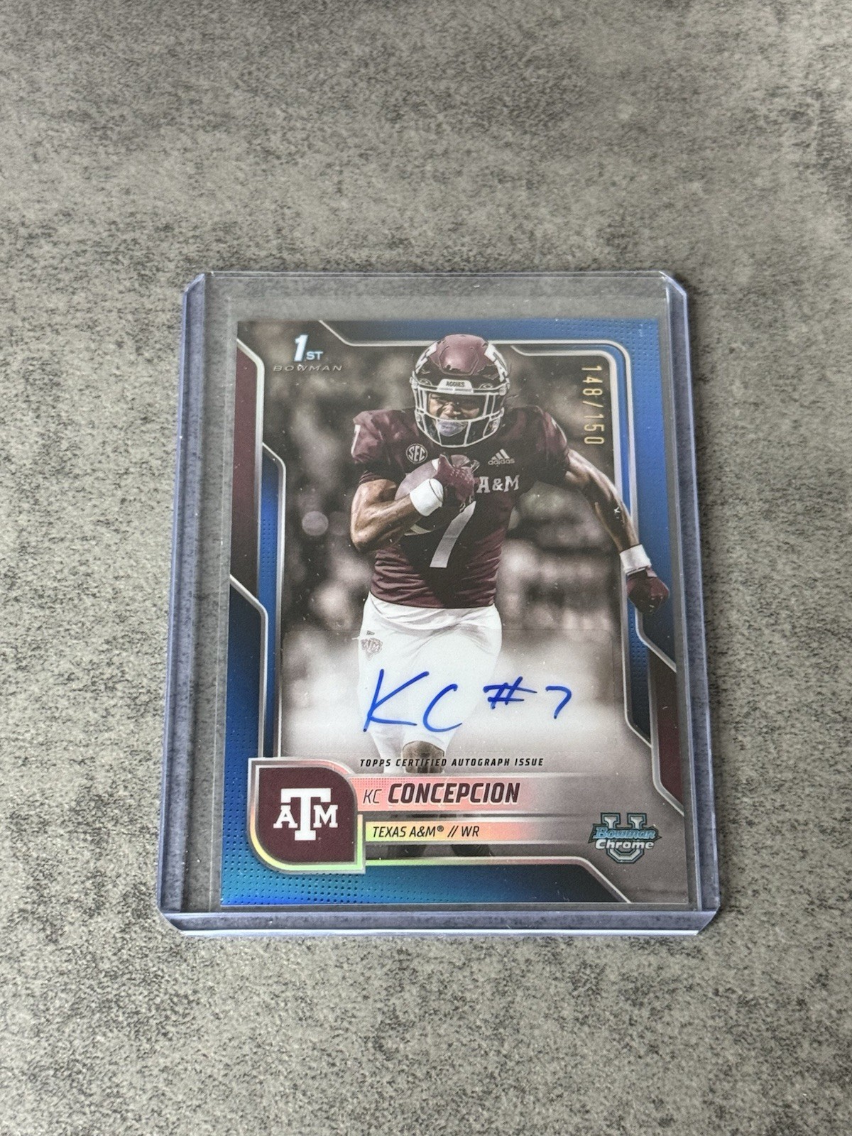 2025 Bowman Chrome U KC Concepcion 1st TRUE BLUE Auto /150 TEXAS A’M💥