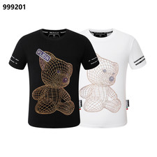 Image of NWT Philipp Plein Animal Diamond Emblem Black/White Merino T-shirt