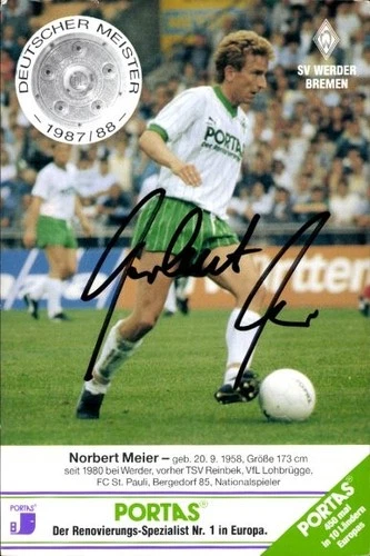 Postcard football, Norbert Meier, Werder Bremen, autograph - 10892399