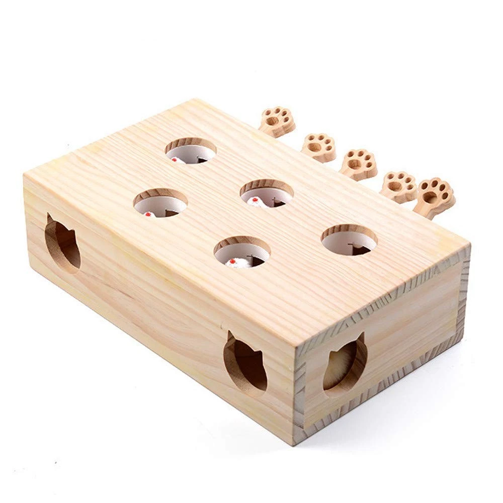 Interactive Cat Toy, Wooden, Toy, Mole Mouse, Puzzle Box with ...