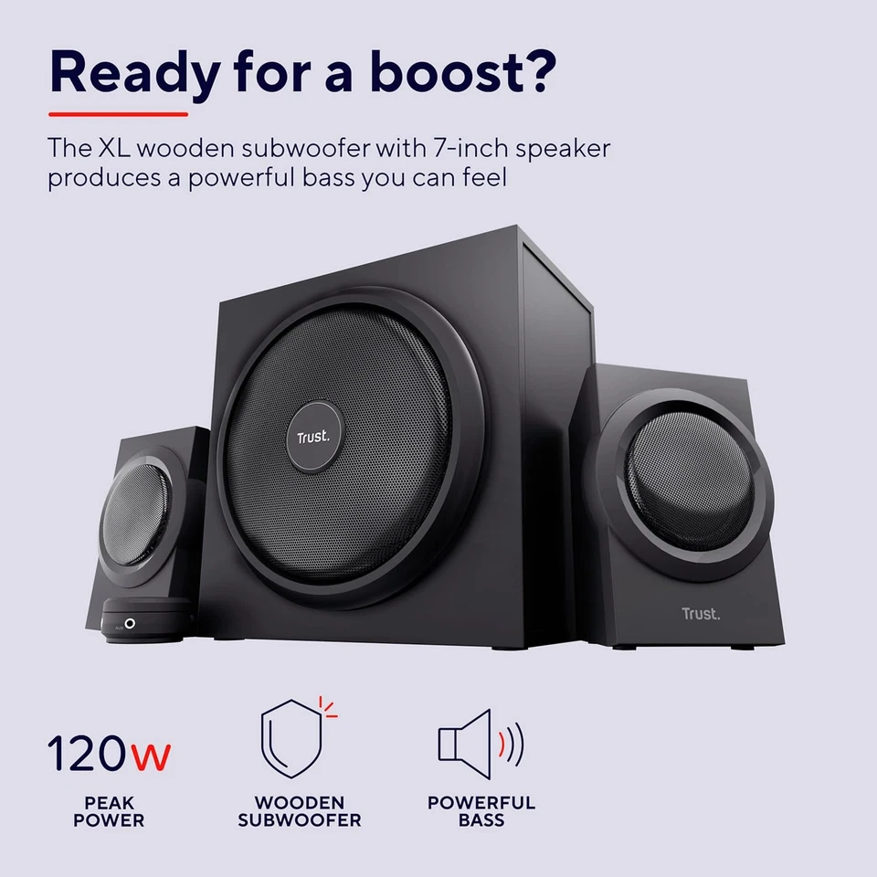 Trust Yuri Altoparlanti 2.1 Subwoofer 120W in Legno per PC Laptop Smartphone - Bild 2 von 4