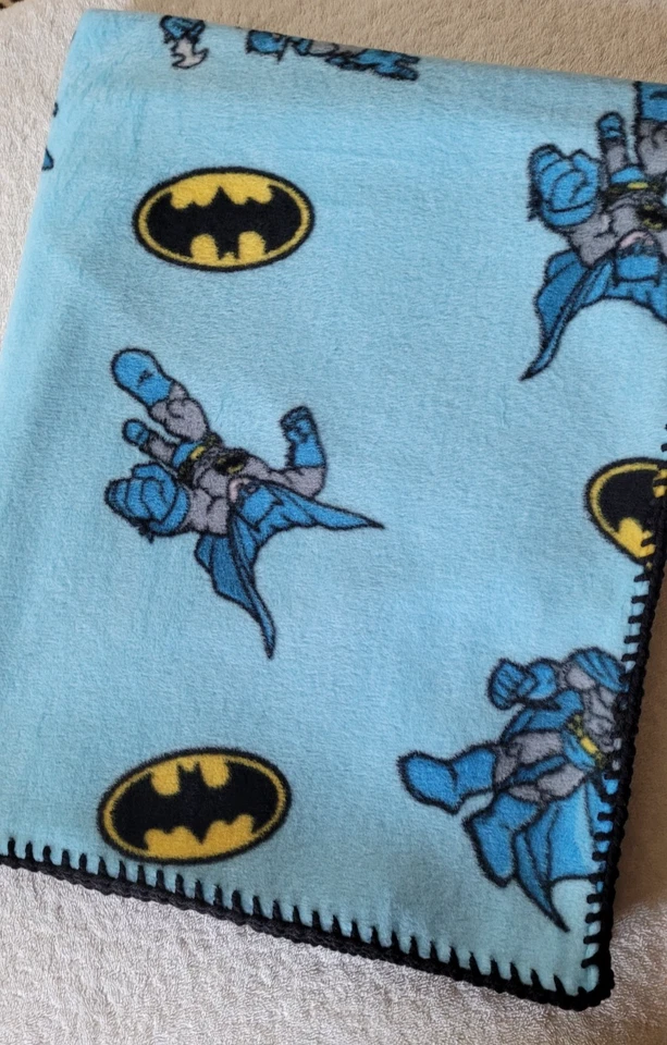 Nuevo Batman Estampado en Manta Infantil Azul con Borde Crochet Aprox 38" x 61" Foto 2 de 3