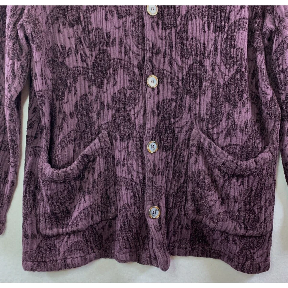 Винтажный CP абажуры женщин текстурированный кнопка верхний Sz L фиолетовый прихотливый ведьмы - Изображение 3 из 4