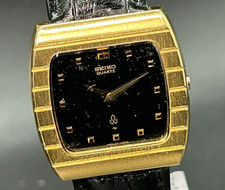 Raro! *EXC + 5 * Orologio vintage SEIKO 43-7040 oro nero quadrato 30 mm QZ...