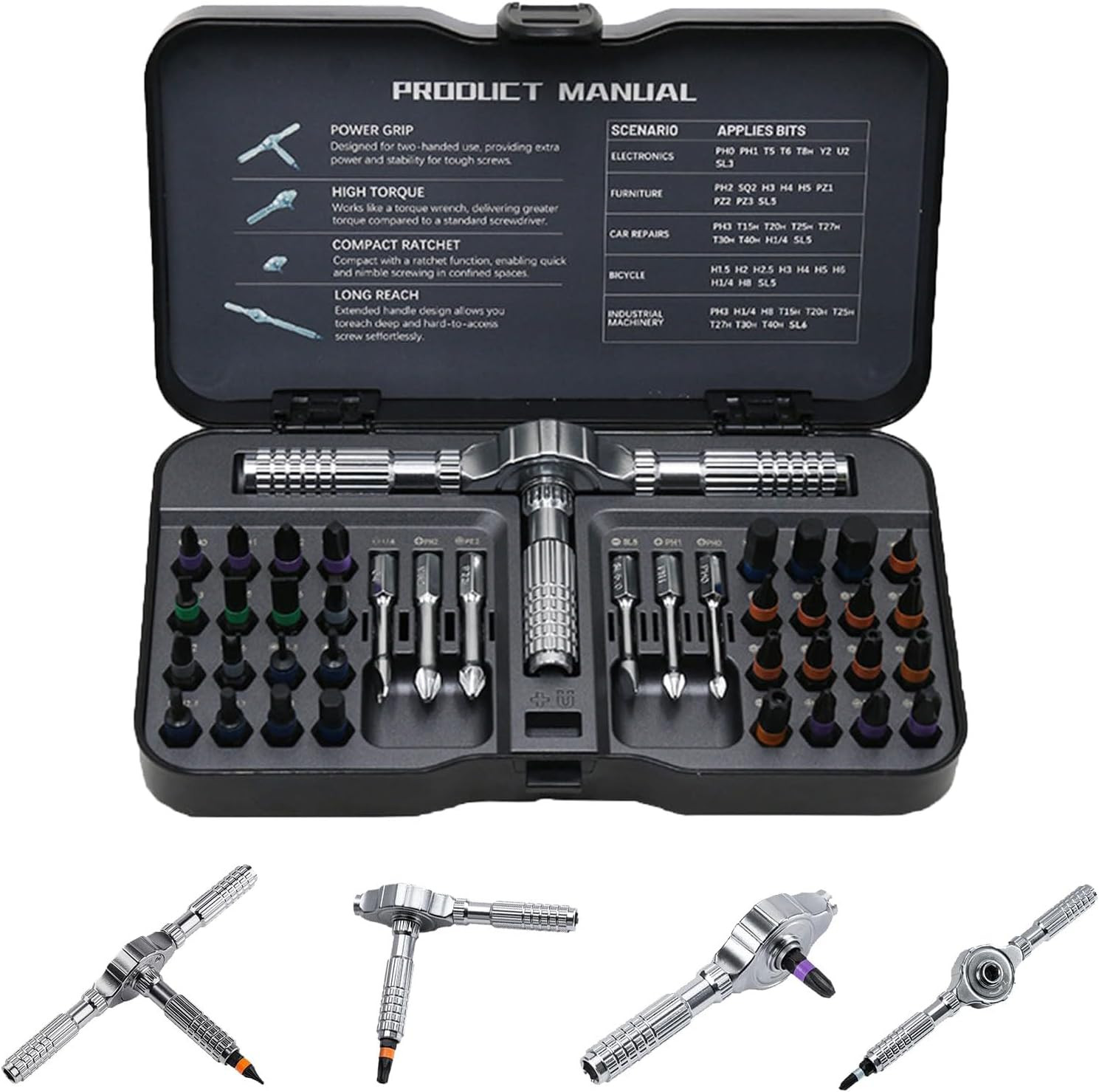 Kit Cacciaviti Magnetici Multi-Punta 40 in 1 Precisione Acciaio S2