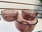 3 Vintage Pyrex Cranberry 4 Cup 7201 & 7 Cup 7203 Glass Bowls Excellent SHAPE