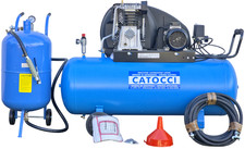KIT SABBIATURA CON COMPRESSORE 200 LT MONOFASE SABBIATRICE 75 LT E ACCESSORI