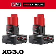 Milwaukee M12 48-11-2412 12 Volt 3.0 AH XC Red Lithium Batteries 2 Pack