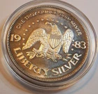 1983 A - MARK LIBERTY ONE TROY OUNCE .999 FINE SILVER ROUND COIN  LOT BULLION