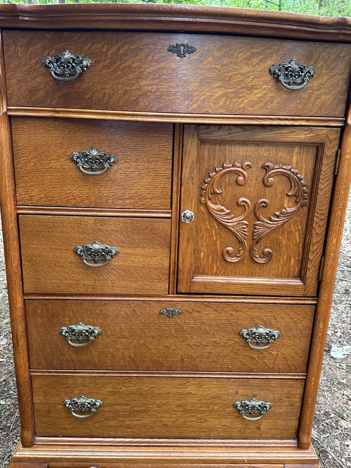 Mueble Lexington Victoriano Sampler Puerta Alta Cómoda Roble Recoger solamente Foto 3 de 4