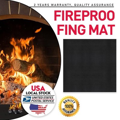 Fireproof Fireplace Hearth Rug 40x40in Protection Mat Floor Flame Resistant Pad