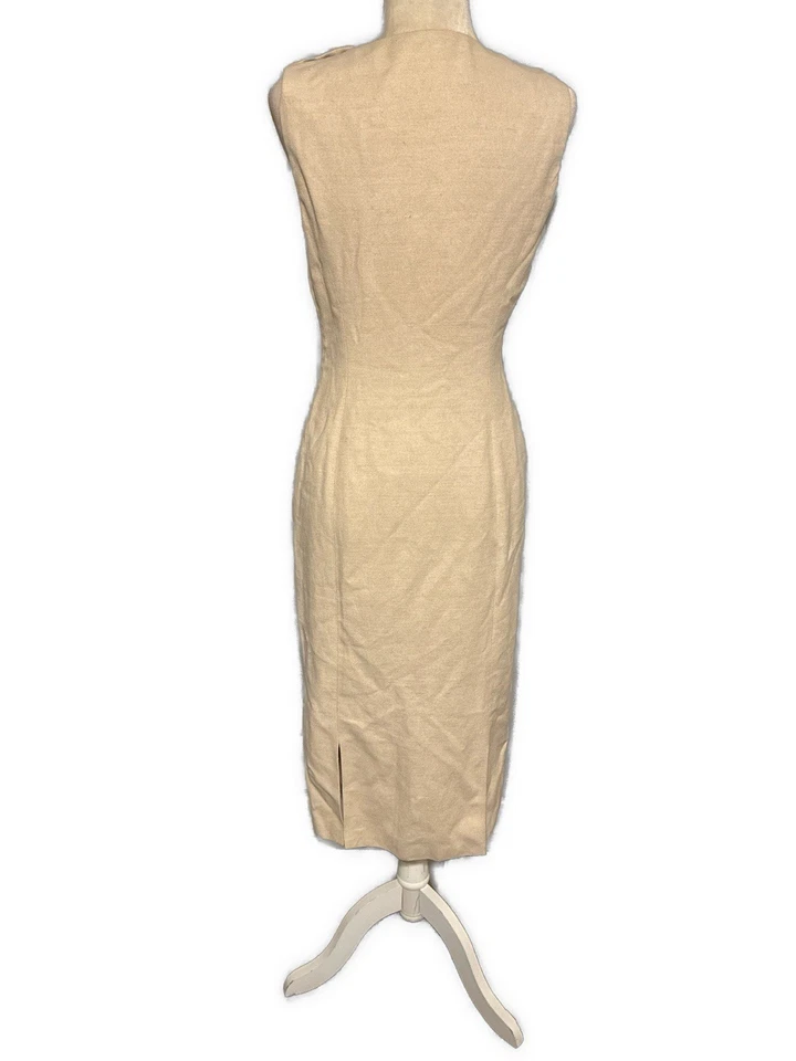Vestido Prada Auténtico Sólido Beige Claro Lino Algodón Tanque Midi IT 44 Mediano EE. UU. 8 Foto 2 de 4