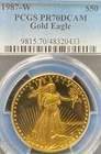1987 W PROOF 1 OZ $50 AMERICAN GOLD EAGLE PCGS PR70 DCAM NO RESERVE