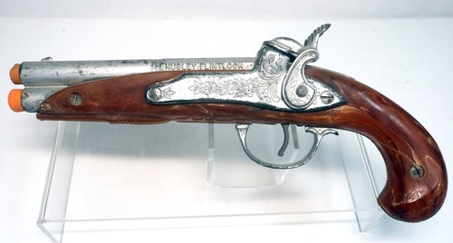 1950s Hubley Flintlock Double Barrel Cap Gun Toy Pistol ~ Works Great