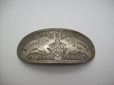 Vintage Large Engraved Elephants Metal Hair Clip 4" Barrette