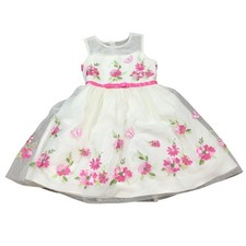 Jona Michelle Dress Girl's Size 6 White/Cream/Pink Floral Embroidery Spring New