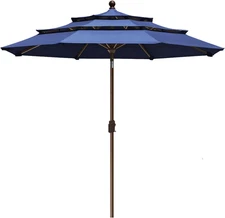 USA 10-Year-Non-Fading 9Ft 3 Tiers Market Umbrella Patio Umbrella Outdoor Table 