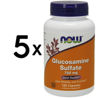 5 X Now Foods Glucosamine Sulfate, 750Mg - 120 Caps (141,58 Eur/Kg)