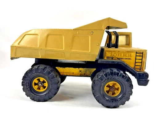 Vintage TONKA Yellow Pressed Steel Dump Truck Large Metal Toy Rustic FREE SHIP