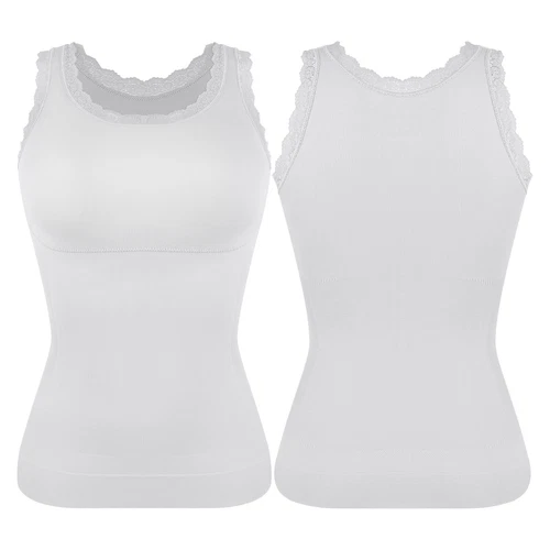 Damen Spitze Ausschnitt Kompressionsweste Tank Shapewear Bauch Kontrolle Body Shaper - Bild 14 von 17