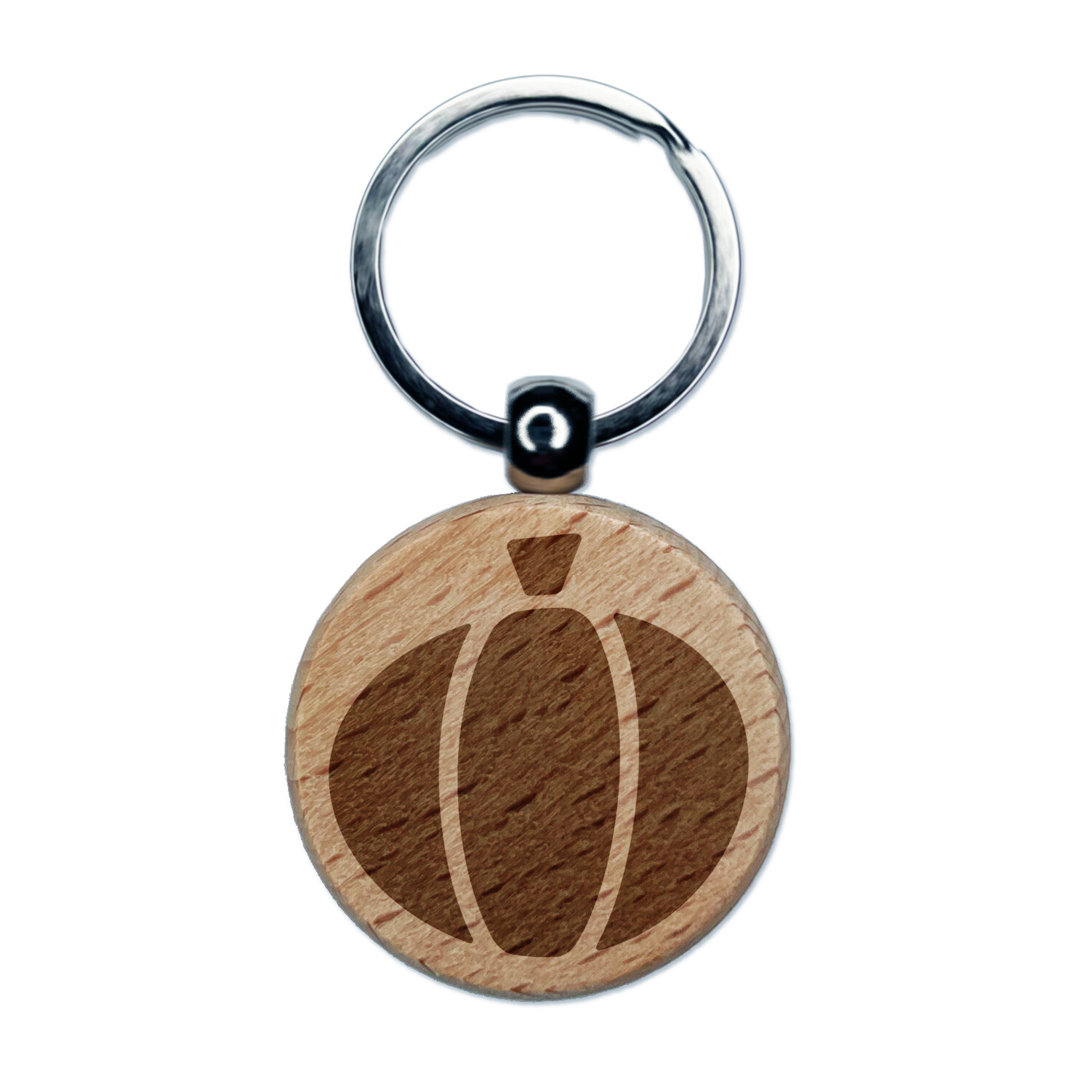 Cute Pumpkin Engraved Wooden Round Keychain Tag Charm for Halloween  
