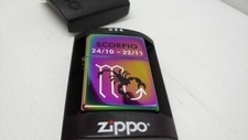 Rare briquet zippo Zodiac Scorpio Spectrum avec insert torche butane monté